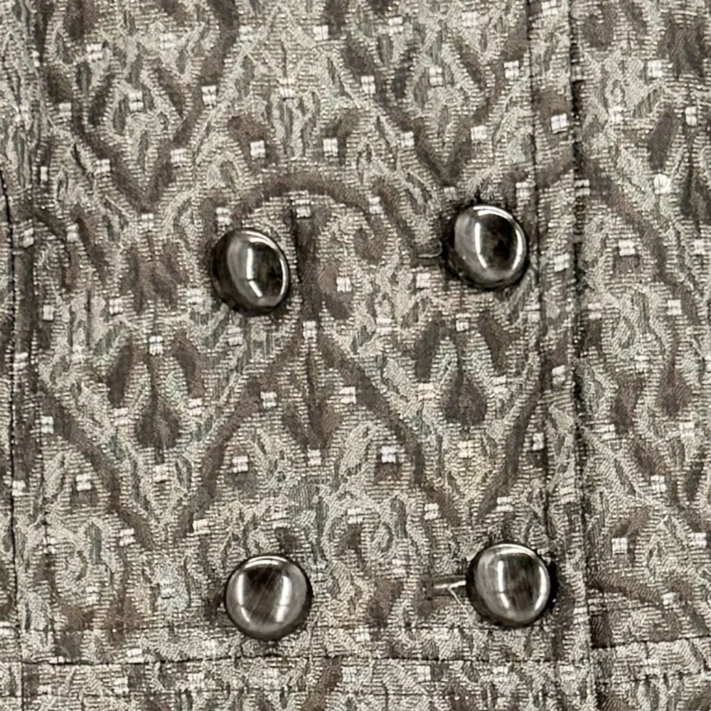 Rafaella Petites Grey Metallic Brocade Knee Length Trench Coat Sz SP - Picture 2 of 9